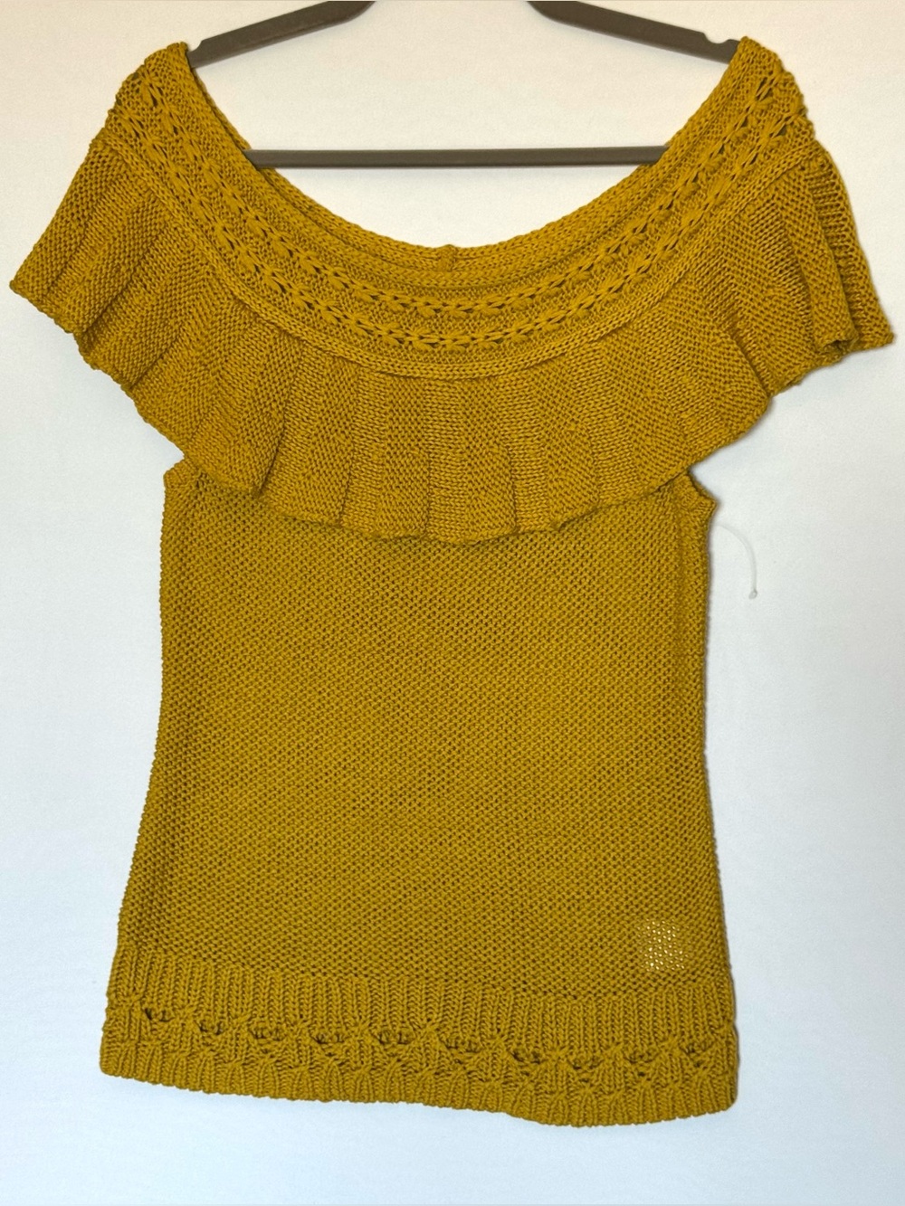 Anthropologie NWOT Knit Cotton Ruffled Off The Shoulder Top